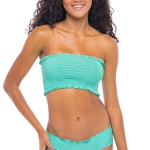Women's Strapless Ruffle Bikini Top - Teal